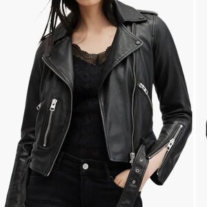 All Saints 4 women’s Balfern leather biker moto motorcycle jacket full zip